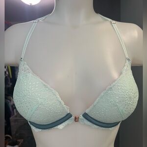 NWOT PINK Blue Lace Date Push Up Bra